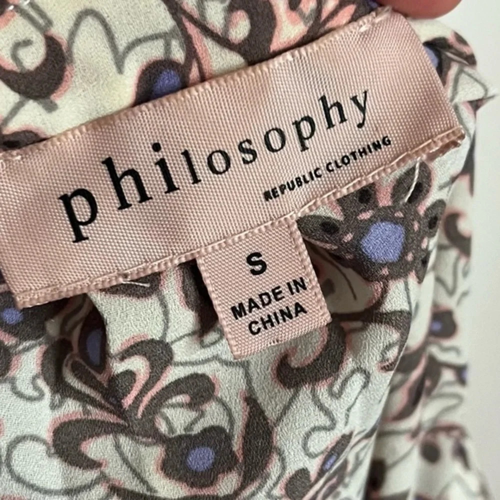 Philosophy • Cream Pink Tan Floral Patterned Tank Top - Picture 4 of 4